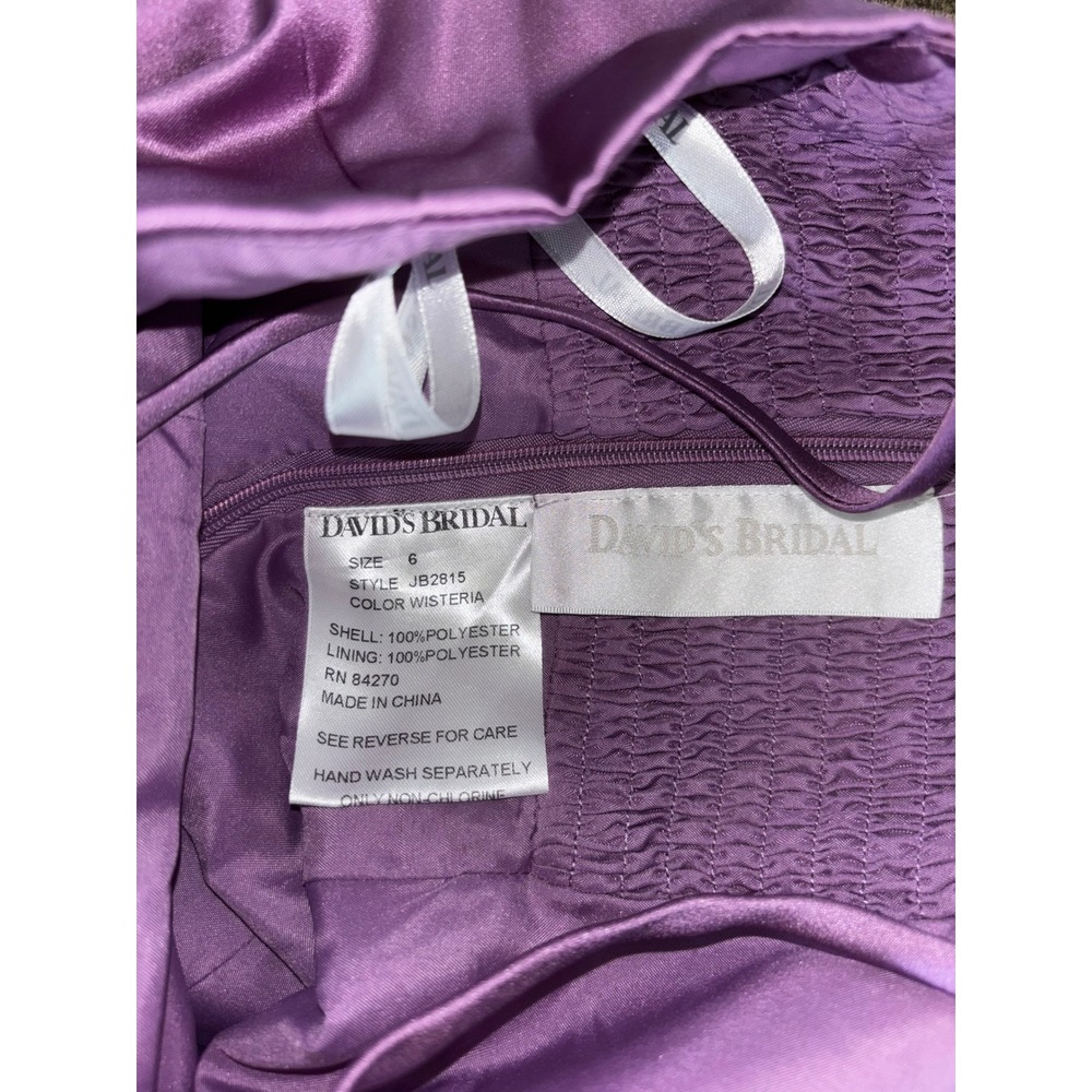 Davids Bridal Girls Wisteria Purple Satin Flower Girl Dress Size 6 NWT - Picture 2 of 5